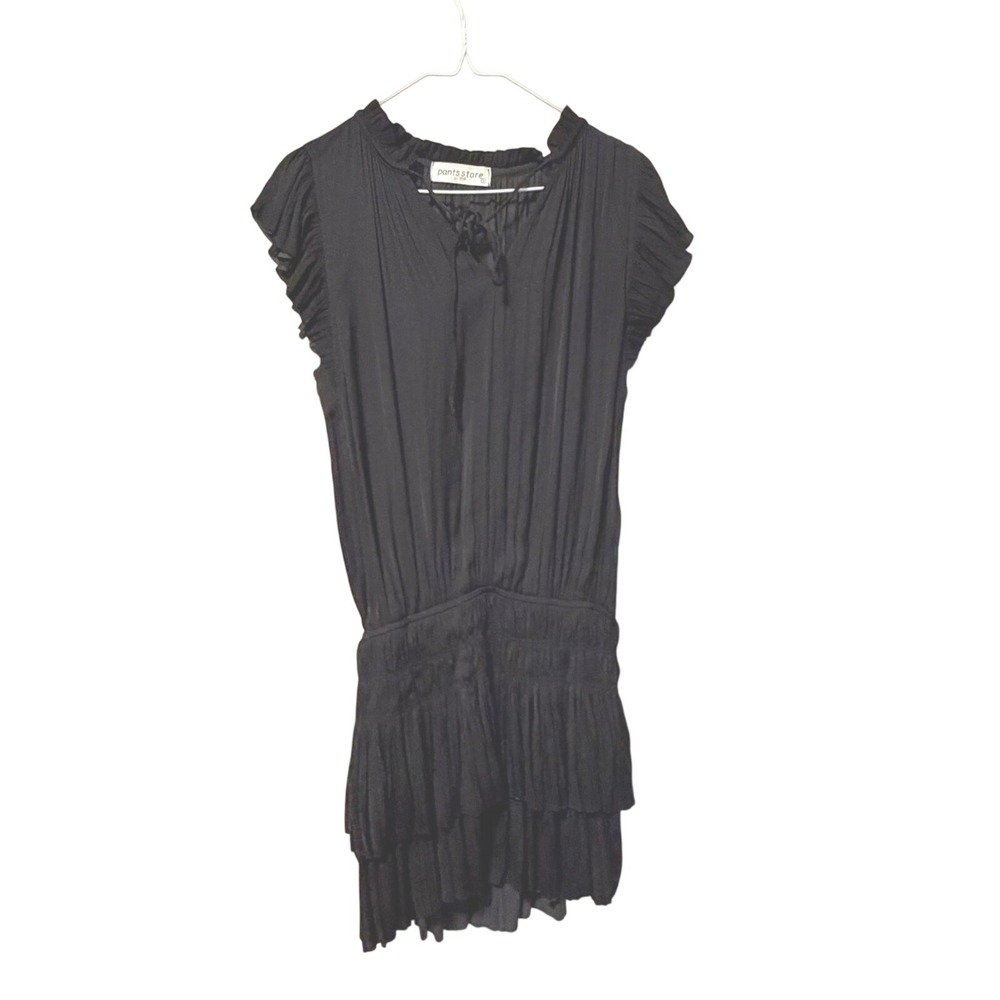 Pants Store Black Ruffle-Tier Mini Dress - Picture 1 of 3